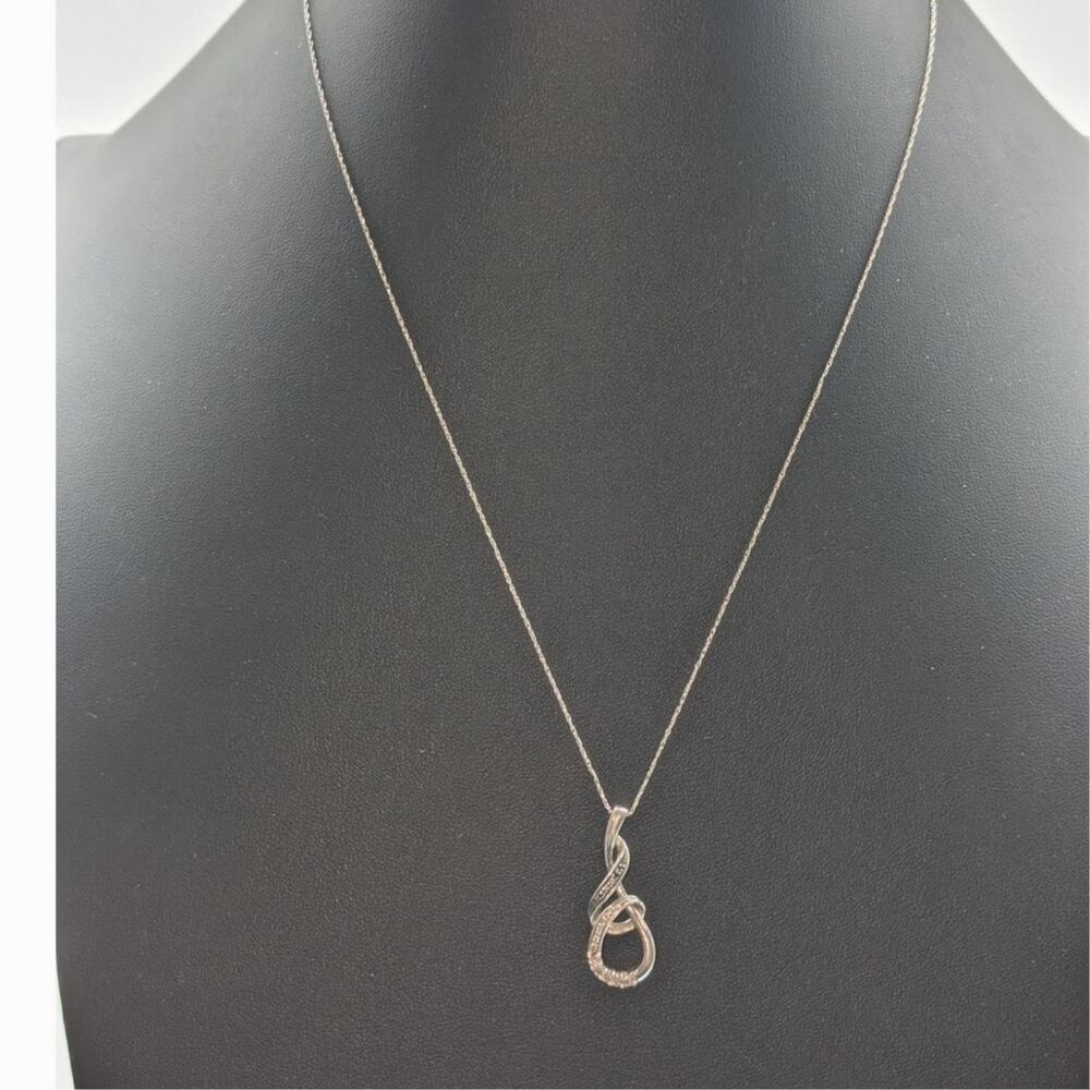 Kay Jewelers Sterling Silver 1/20 TDW Black & Clear Diamond Infinity Necklace